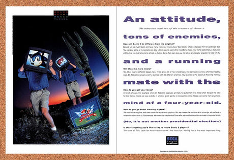 1992 Sonic 2 Genesis Original Advertisement / Retro Promo v1