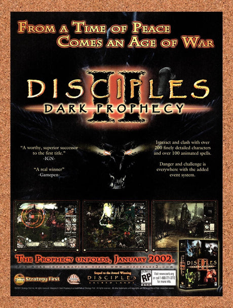 2002 Disciples II Dark Prophecy PC Original Advertisement / Retro Promo v1