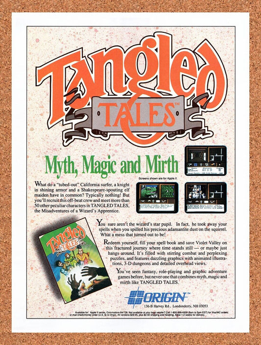 1989 Tangled Tales NES Original Advertisement / Retro Wall Art v1