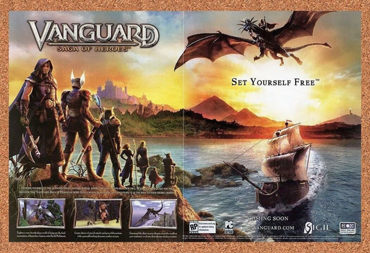 Vanguard Saga of Heroes PC Game Original 2007 Ad Authentic Windows Promo