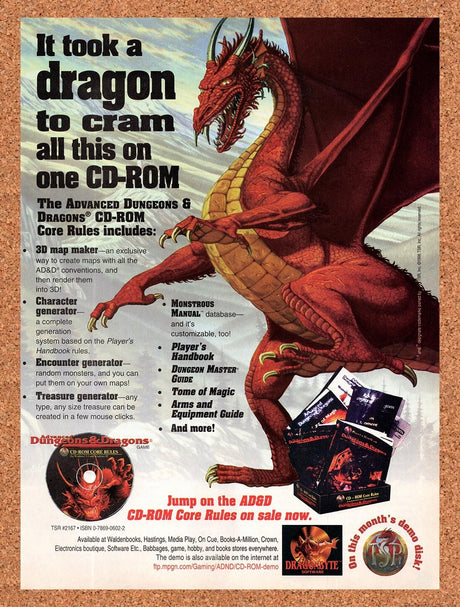 1996 Advanced Dungeons & Dragons CD-ROM Core Rules PC Original Ad / Wall Art v2