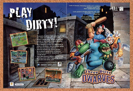 Three Dirty Dwarves Saturn Original 1996 Vintage Ad - Video Game Promo