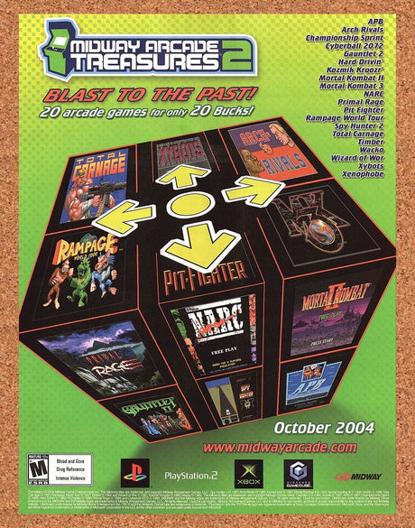 Original 2004 Midway Arcade Treasures 2 PS2 Vintage Ad - Video Game Promo