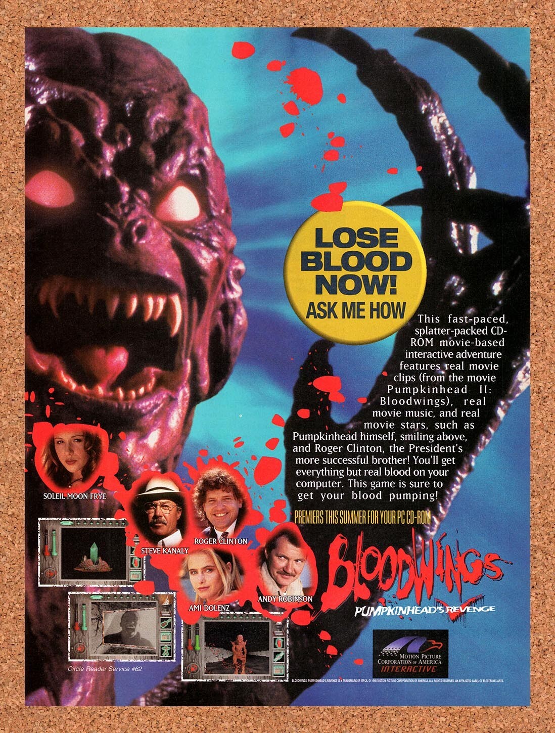 1995 Bloodwings Pumpkinhead's Revenge MS-DOS Original Ad / Retro Wall Art v1