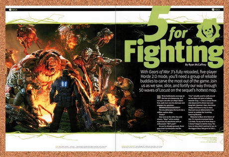 2011 Gears Of War 3 5-Player Horde 2.0 Mode Original Ad / Retro Wall Art v7