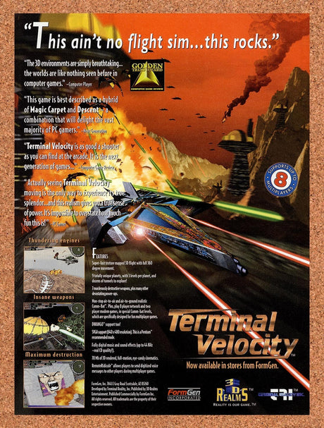 1995 Terminal Velocity PC Original Advertisement / Retro Promo v2