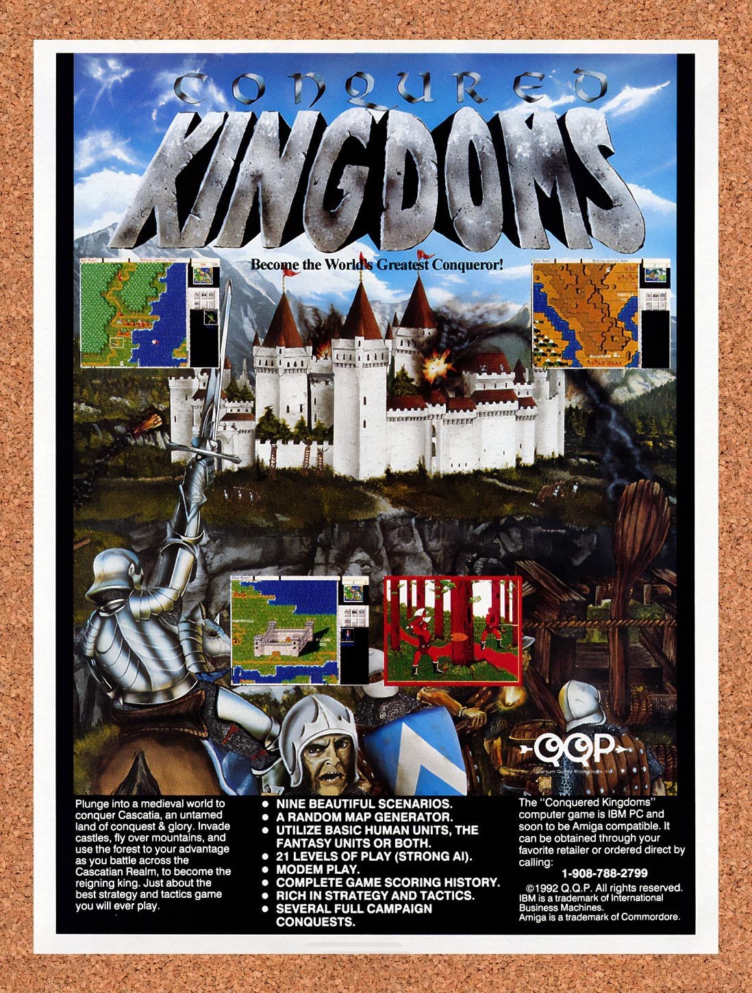 1992 Conquered Kingdoms PC Original Advertisement / Retro Promo v1