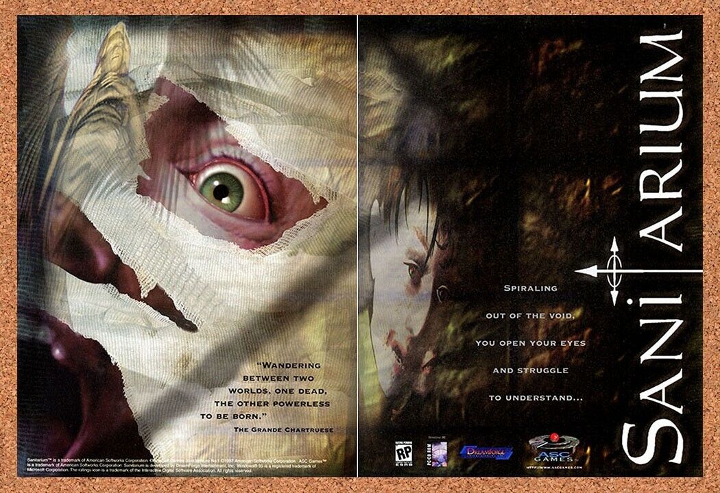 Sanitarium PC Game Original 1999 Ad Authentic Horror Video Game Promo v1