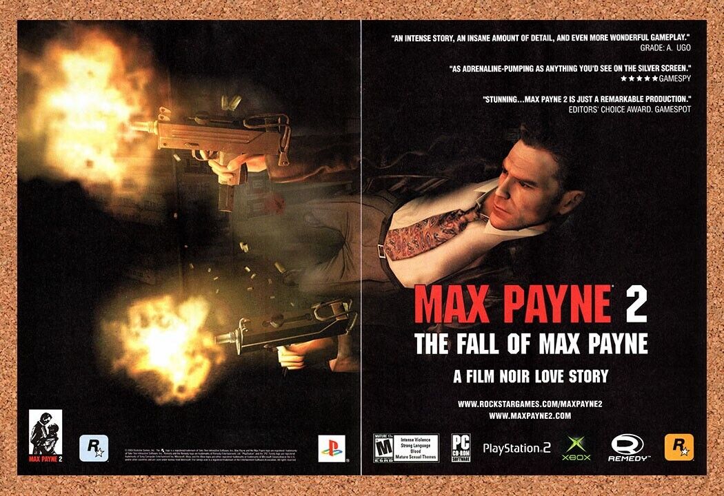 Max Payne 2 Fall Of Max Payne PS2 Original 2002 Vintage Ad - Video Game Promo