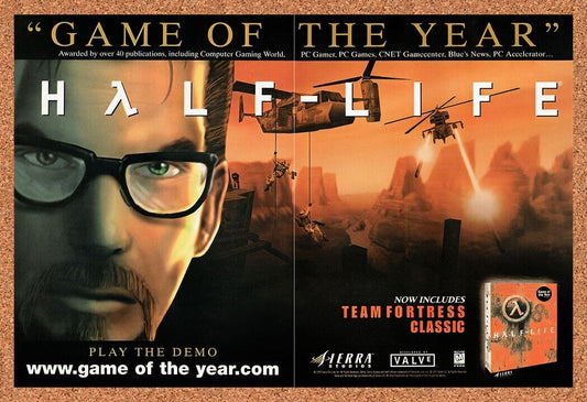 1998 Half-Life Game Of The Year Original Advertisement / Retro Wall Art v10