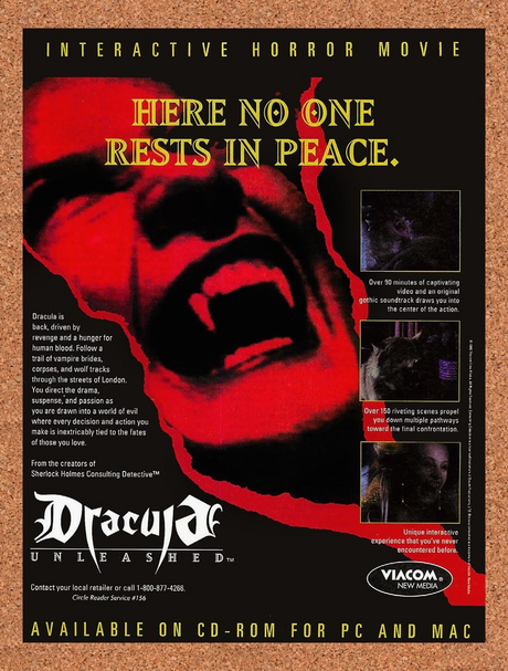 1994 Dracula Unleashed PC Original Advertisement / Retro Promo v1
