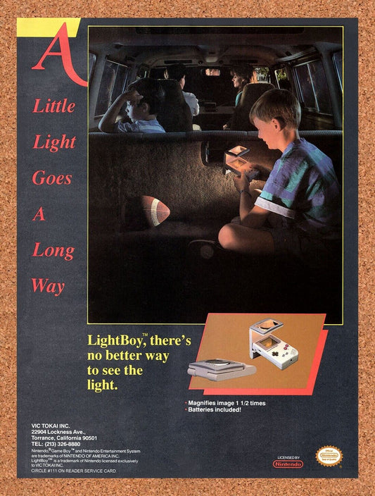 1990 Nintendo Game Boy Light Boy Original Advertisement / Retro Wall Art v7