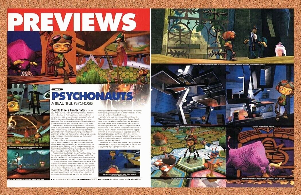 Psychonauts Xbox Original 2006 Ad Authentic Action Adventure Video Game Promo v2