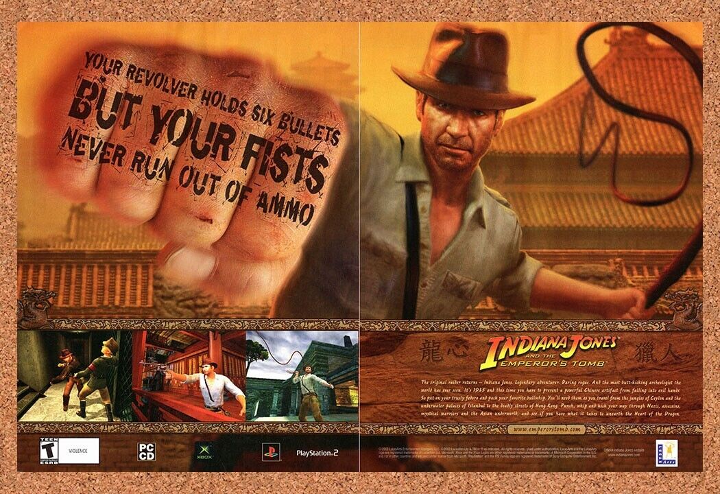 Indiana Jones And The Emperor's Tomb PC Original 2003 Vintage Ad - Game Promo