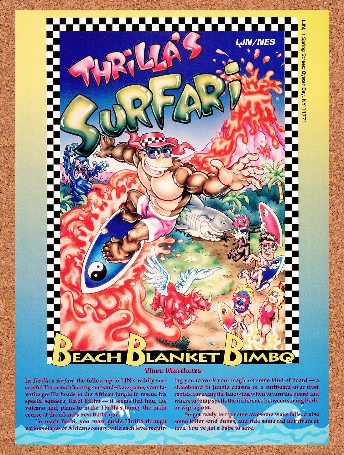 1992 Thrillas Surfari NES Original Advertisement / Retro Promo v2