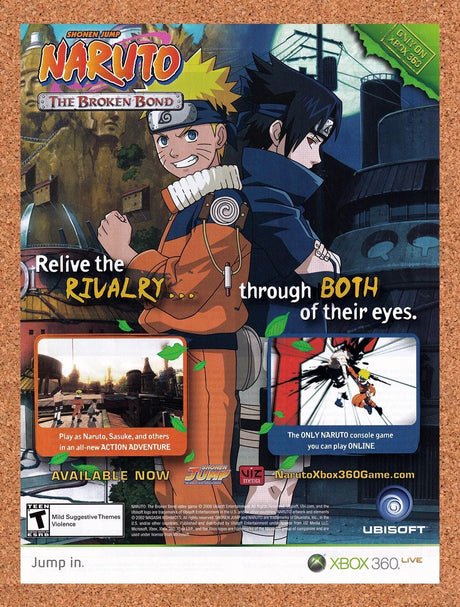 2008 Naruto The Broken Bond Xbox 360 Original Advertisement / Retro Wall Art v2