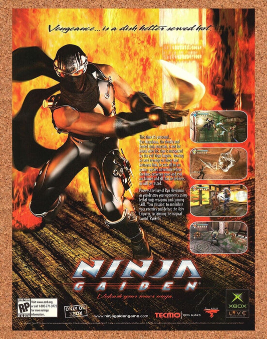 Original 2003 Ninja Gaiden Xbox Vintage Print Ad - Video Game Promo Wall Art 2