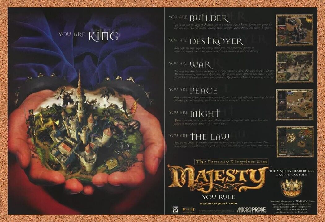 Majesty PC Original 2002 Print Ad Authentic Kingdom SIM Video Game Promo v1