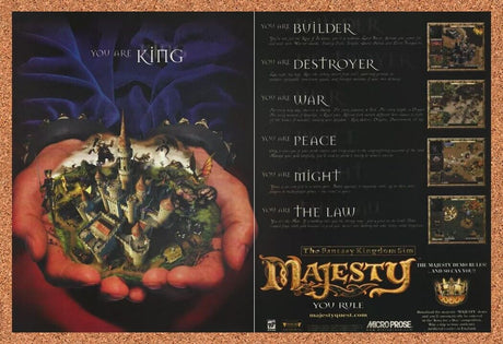 Majesty PC Original 2002 Print Ad Authentic Kingdom SIM Video Game Promo v1