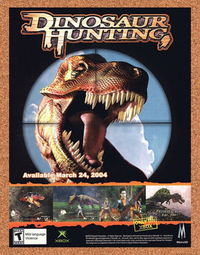 Original 2004 Dinosaur Hunting Xbox Vintage Ad - Video Game Promo Wall Art 1