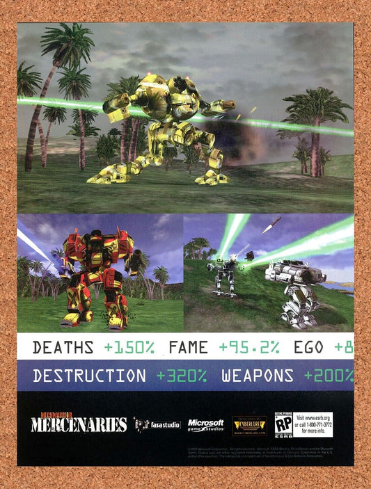 MechWarrior Mercenaries PC Original 2003 Ad Authentic Microsoft Video Game Promo