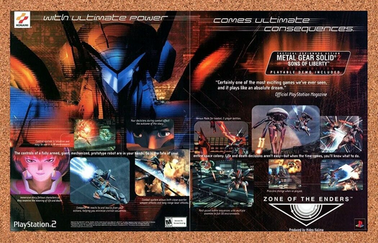 Zone Of The Enders PS2 Original 2001 Ad Authentic Konami Video Game Promo