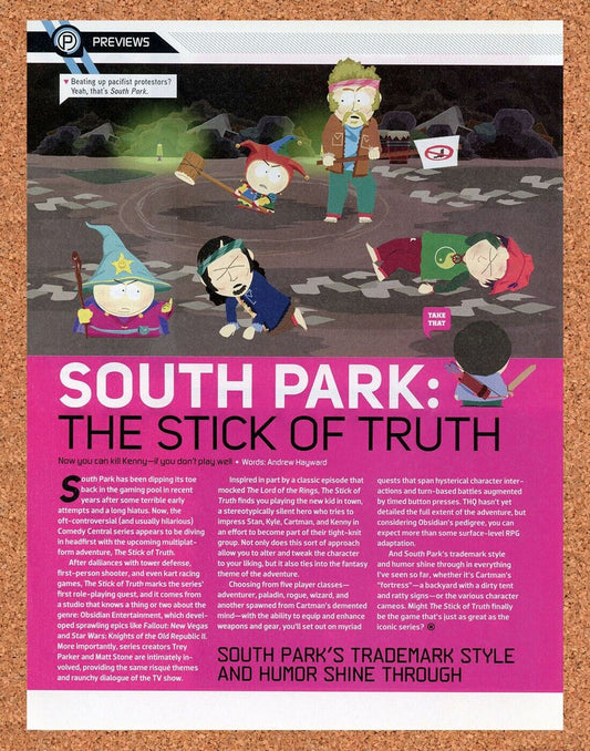 South Park Stick Of Truth Xbox 360 Original 2014 Ad Authentic Video Game Promo