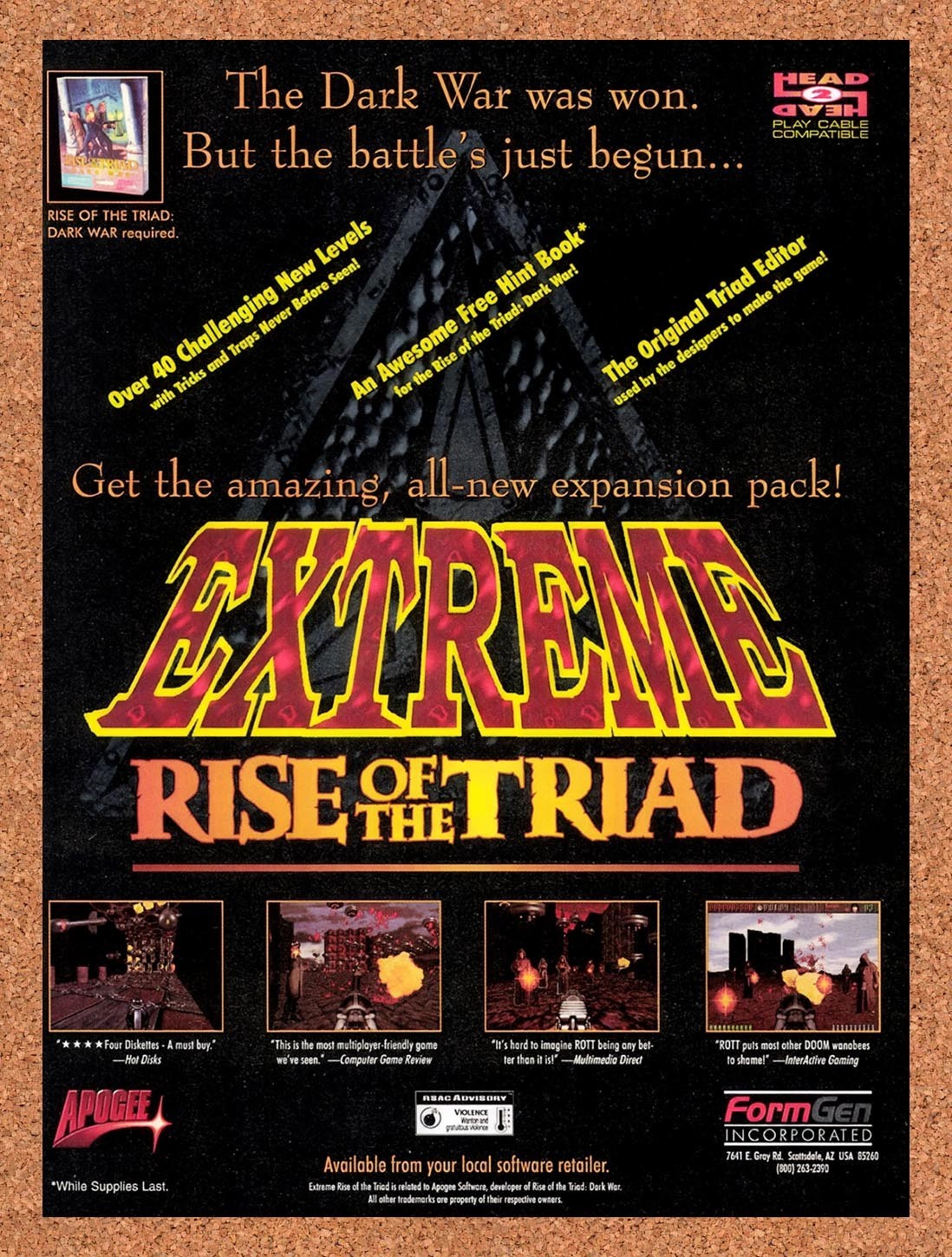 1996 Extreme Rise Of The Triad PC Original Advertisement / Retro Promo v1