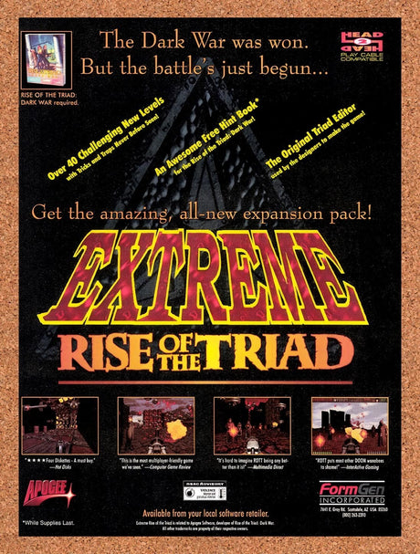 1996 Extreme Rise Of The Triad PC Original Advertisement / Retro Promo v1