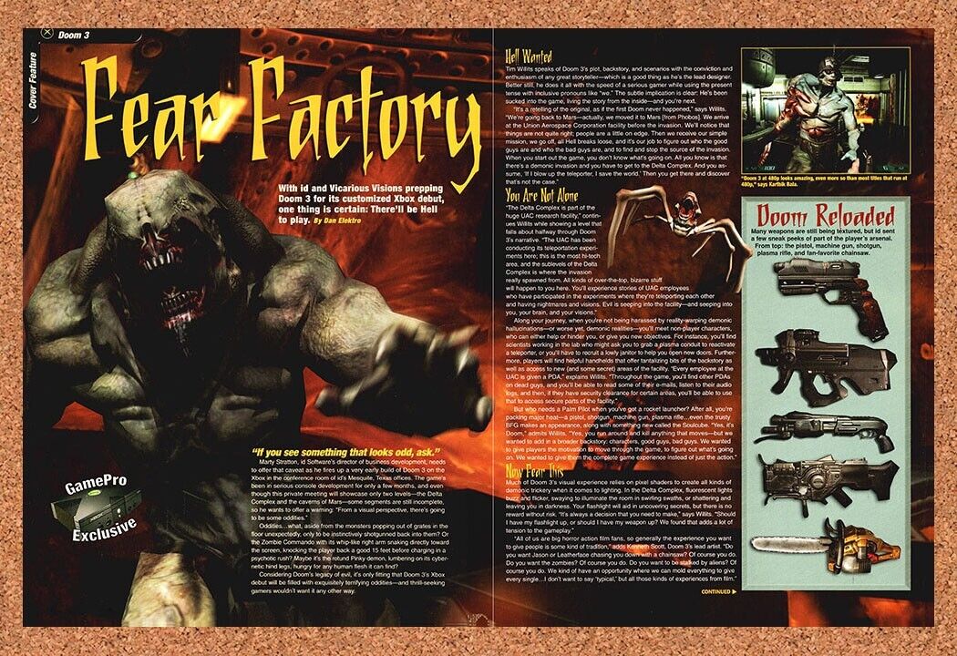 Original 2003 Doom 3 Xbox Vintage Print Ad - Video Game Review Promo Wall Art 6