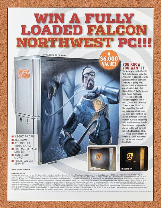 Half-Life 2 Falcon Northwest Original 2005 Ad Authentic Video Game Contest Promo