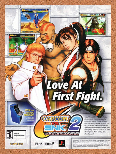 2001 Capcom vs SNK 2 PS2 Original Advertisement / Retro Wall Art v1