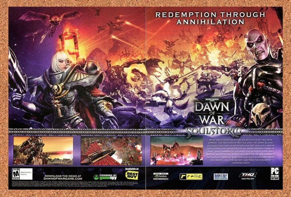 Warhammer 40000 PC Dawn Of War Soul Original 2009 Ad Authentic Video Game Promo