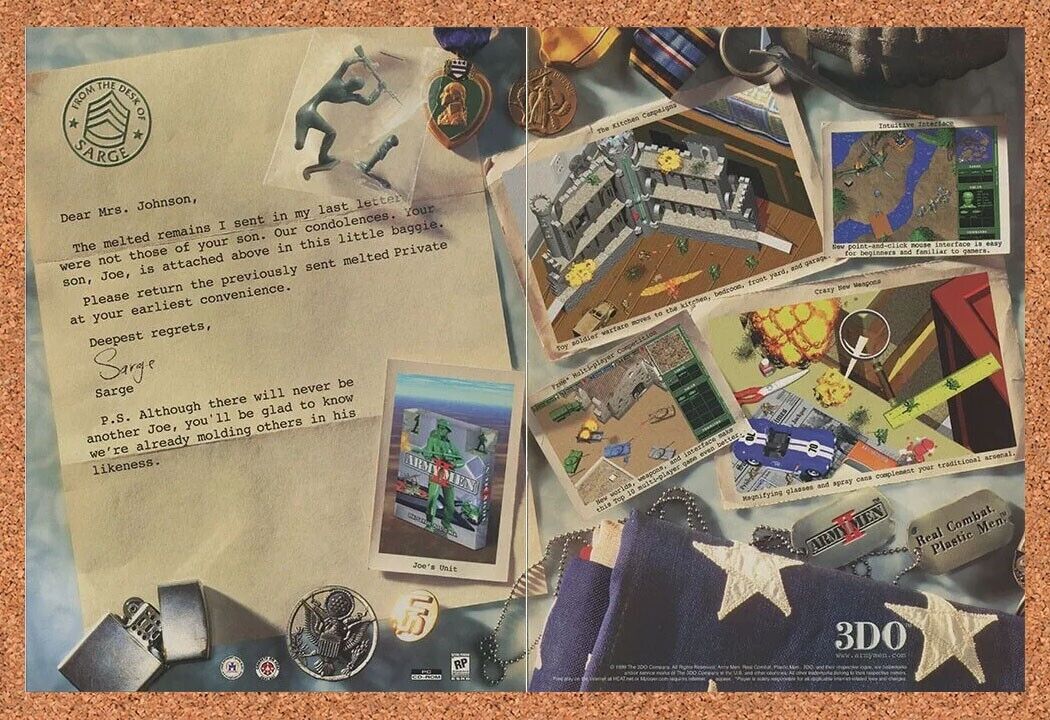 Army Men II PC Original 2001 Ad Authentic 3dO RTS Video Game Promo