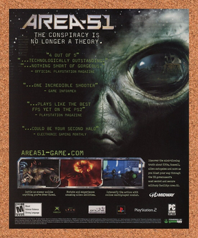 Area-51 PS2 Original 2007 Ad Authentic Gamespy Midway Alien Video Game Promo