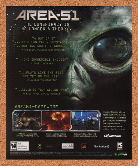 Area-51 PS2 Original 2007 Ad Authentic Gamespy Midway Alien Video Game Promo