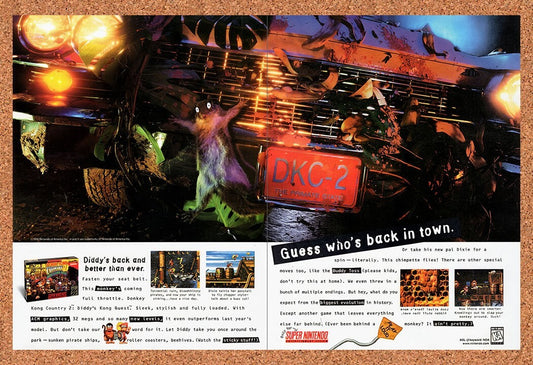 1994 Donkey Kong Country 2 SNES Original Advertisement / Retro Wall Art v2
