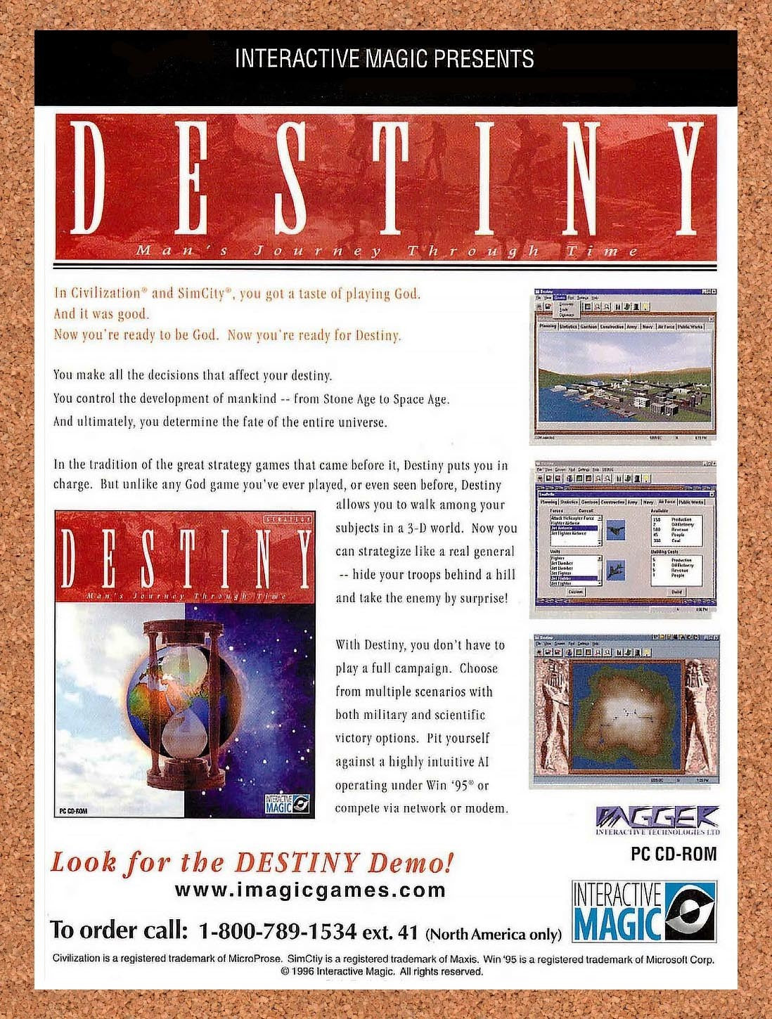 1996 Destiny Mans Journey Through Time PC Original Advertisement / Promo v1