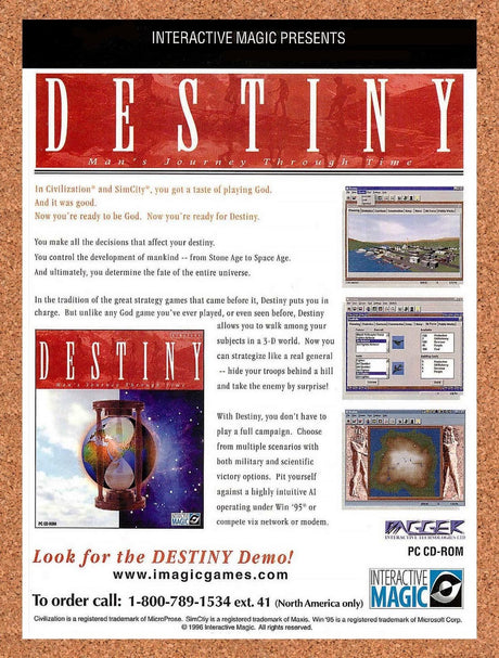 1996 Destiny Mans Journey Through Time PC Original Advertisement / Promo v1