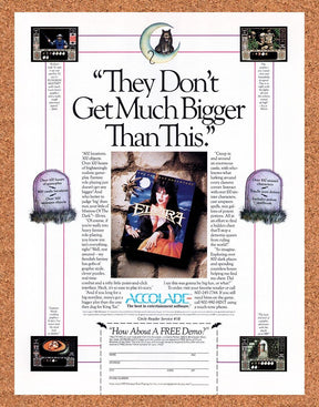 Elvira The Fantasy Adventure PC Original 1991 Vintage Ad - Video Game Promo