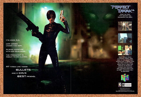 Perfect Dark N64 Original 2000 Vintage Ad - Video Game Art Promo