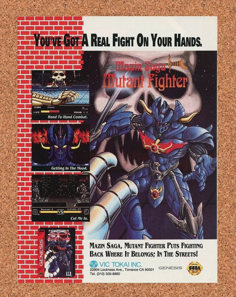 Mazin Saga Mutant Fighter Genesis Original 1995 Ad Authentic Sega Game Promo