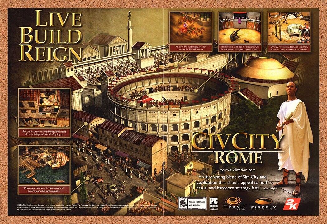 CivCity Rome PC Original 2006 Print Ad Authentic 2K Video Game Wall Art Promo