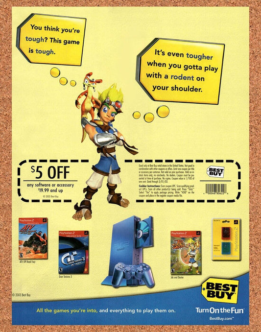 Jak And Daxter PS2 Original 2002 Vintage Ad - Best Buy Rebate Video Game Promo