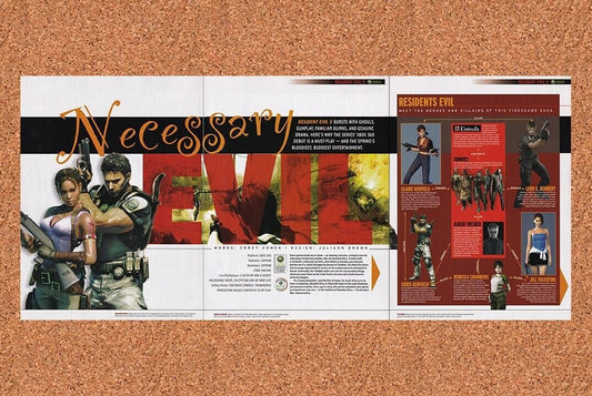 2008 Resident Evil 5 Xbox 360 Original 3-Part Advertisement / Retro Wall Art v3