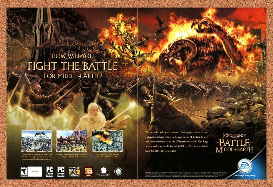 Lord of the Rings Battle for Middle-Earth PS2 PC Original 2005 Ad Game Promo