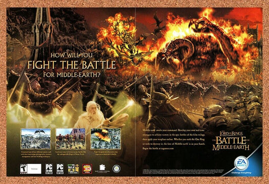 Lord of the Rings Battle for Middle-Earth PS2 PC Original 2004 Ad Game Promo