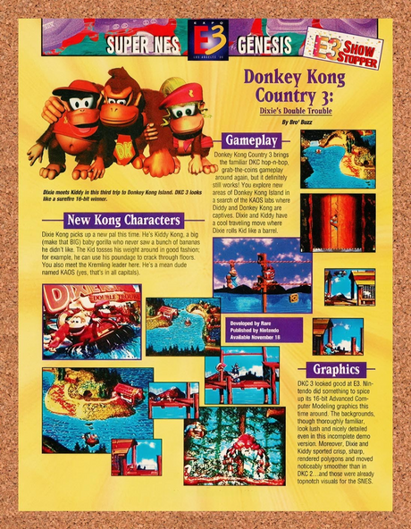 1996 Donkey Kong Country 3 E3 Los Angeles Original Advertisement / Promo vr1