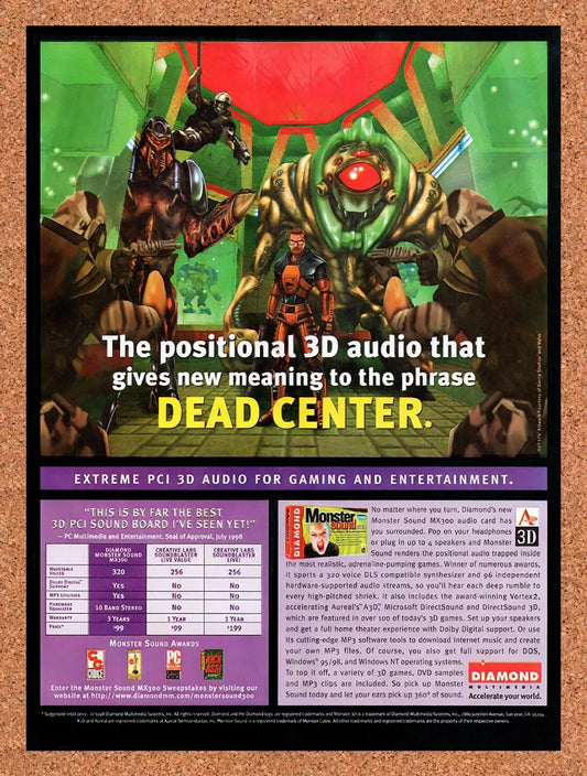 1998 Half-Life 1 Diamond Monster Sound MX300 Original Ad / Retro Wall Art v11