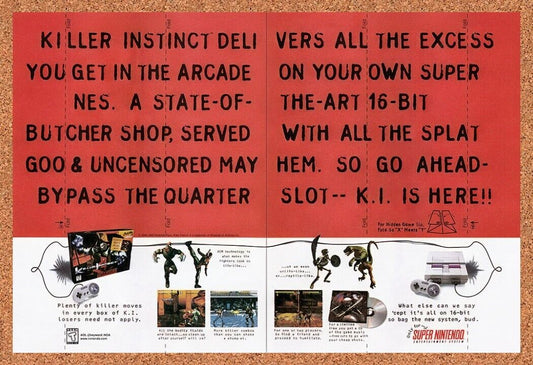 1994 Killer Instinct SNES Original Advertisement / Retro Wall Art v1
